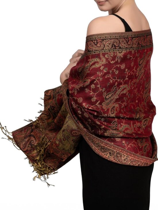Accessories - Reversible Paisley Pashmina Scarf - Exotic Shawl & Wrap for All Seasons